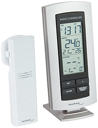 Technoline Stazione Meteo Classica Ws 9140 Con Radiosveglia, Visualizzazione Della Temperatura Interna Ed Esterna, Argento, 7,3 X 2,5 X 15,8 Cm
