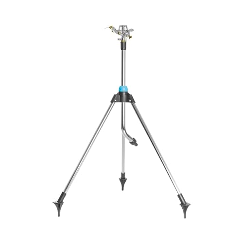 Cellfast Irrigatore Ad Impulsi Da Giardino Spruzzatore Per Prati Treppiede Regolabile Con Flusso D'Acqua Controllabile Per Prato Fiori Piante Regolazi