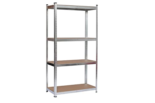 Scaffale 4 Ripiani Metallo E Mdf Misure: H 160 L 120 P 40 Cm Portata: 150 Kg Per Ripiano, Montaggio Ad Incastro