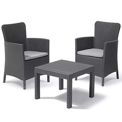 Keter Salvador Balcony Set, Set Mobili Da Esterno 2 Poltrone E Tavolino Grafite