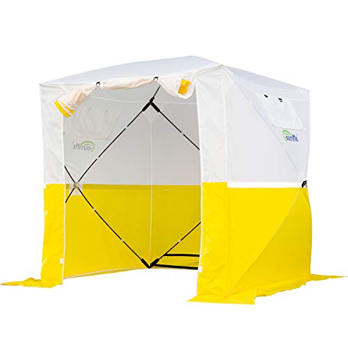 Goutime Gazebo,2×2M Padiglione Da Impermeabile Pieghevole Con 4 Pareti Laterali,Tenda Da Pop Up Portatile,Esterno Giardino(Bianco E Giallo)