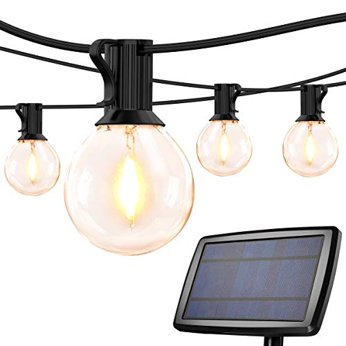 Le Catena Luminosa Led Solare/Usb Ricaricabile, Luci Stringa Da Esterno 25Ft/7,5M, 25+1 Lampadine Led G40 2700K, 4 Modalità, Catena Decorativa Imperme