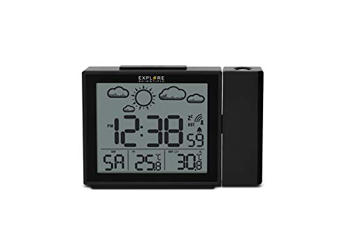Explore Scientific Rpw3009, Orologio A Proiezione Con Visualizzazione Radiocomandata Dell'Ora, Funzione Metero, Porta Usb Per Ricaricare Il Telefono,