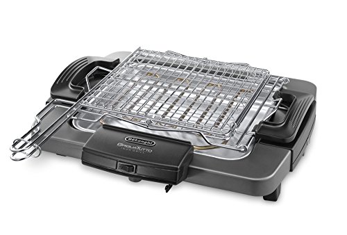 De'Longhi Bq60 Barbecue Grill Elettrico Con Doppia Griglia E Bistecchiera, Doppia Rotazione, Impugnatura Termoisolante, Interruttore Di Sicurezza, Vas