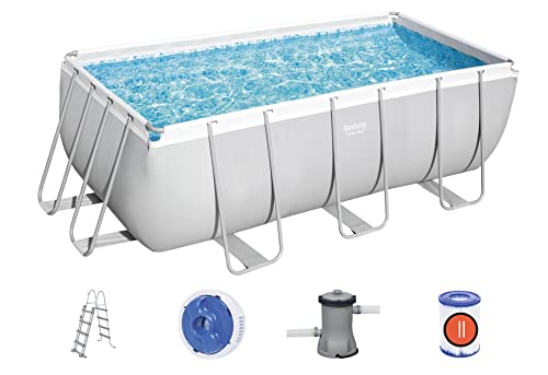 Bestway 56456-3 Set Piscina Fuori Terra Power Steel Rettangolare Da 412X201X122 Cm