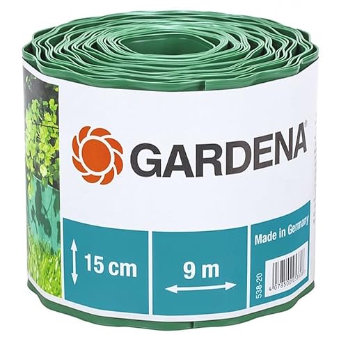 Gardena Recinzione Per Prato, Delimitazione Per Il Prato, Idonea Anche Per Aiuole, Plastica Di Alta Qualità, Verde 538-20, Larghezza 9 M, Altezza 15 C