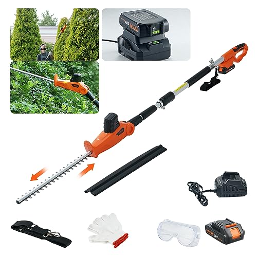 Vevor Tagliasiepi Elettrico A Batteria Asta Telescopica Regolabile Tra 188-239 Cm Da Giardino Per Siepi Cespugli Arbusti Potatura, 20V Lama In Acciaio