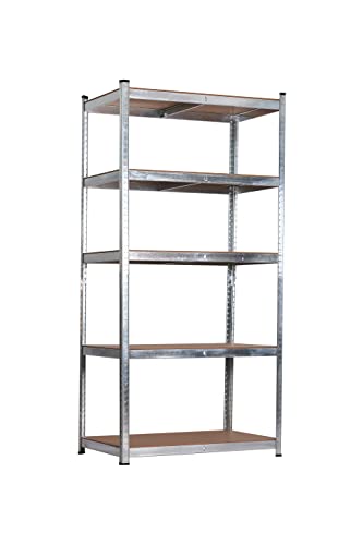 Garden Friend Scaffale 5 Ripiani Metallo E Mdf Misure: H 180 L 120 P 40 Cm Portata: 175 Kg Per Ripiano, Montaggio Ad Incastro, Grigio, S1851021