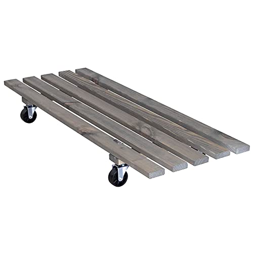 Wagner Carrello Per Piante Double 79 X 29 X 8,5 Cm I Carrello Per Fiori Per Interni Ed Esterni I Portavaso In Legno Di Conifere, Rigato, Grigio, Con R