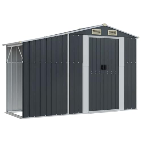 Vidaxl Capanno Da Giardino Antracite 277X93X179Cm In Acciaio Zincato