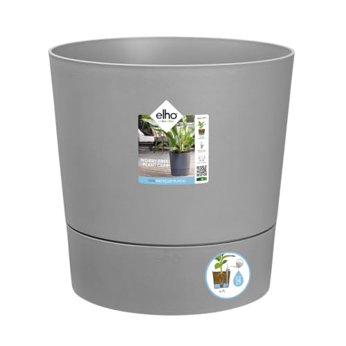 Elho Greensense Aqua Care Round 35 - Vaso Per Interno E Esterno - Ø 34.5 X H 34.1 Cm - Grigio/Light Concrete