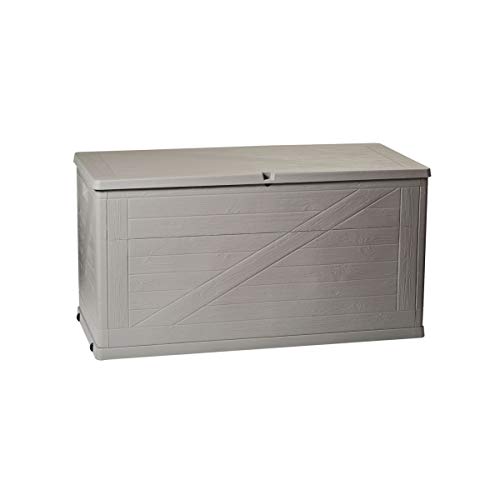 Toomax Baule Multibox Wood Da Esterni 420L, Rifinitura Effetto Legno, Art. 163, Dim. Cm 120X56X63H (Grigio Tortora)