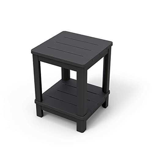 Keter - Tavolino Deluxe Con Doppio Ripiano Colore Grafite 40,5X40,5X52 Centimetri
