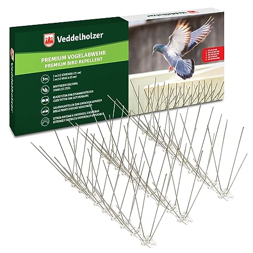 Veddelholzer Premium Universale 3 Metri In Acciaio Inox Dissuasori Per Piccioni Per Balconi Con Punto Di Rottura Predeterminato E Sistema A Scatto Dis