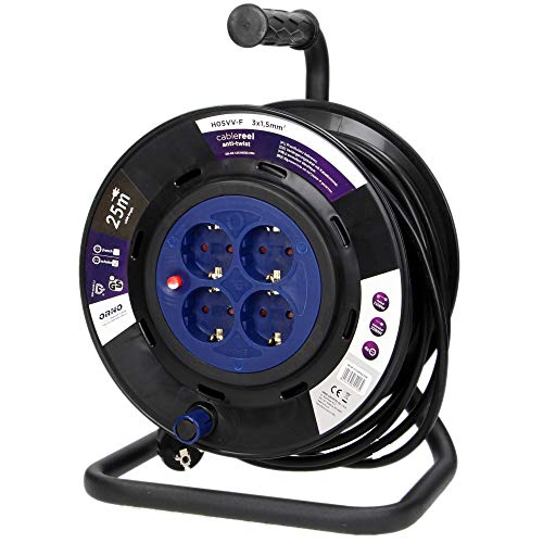 Orno Ae-13154(Gs)/25M Prolunga Elettrica 25M A 4 Prese 3200W Sistema Di Prese Antitorsione A 4 Prese (25M)