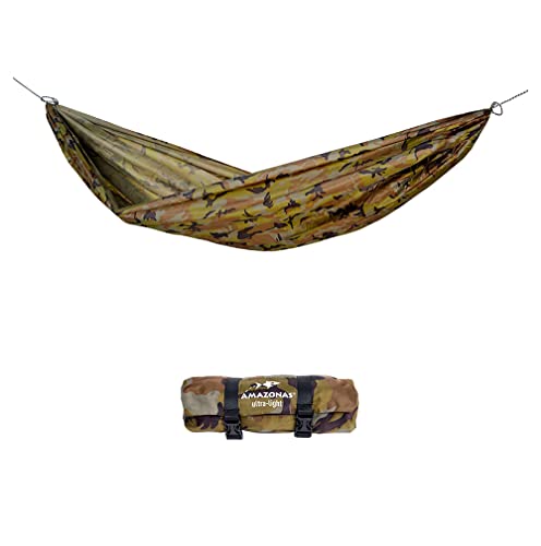 Amazonas Az-1030260 Ultra-Light Travel Set Camouflage Amaca Da Trekking, Verde Militare, Verde Militare, Null