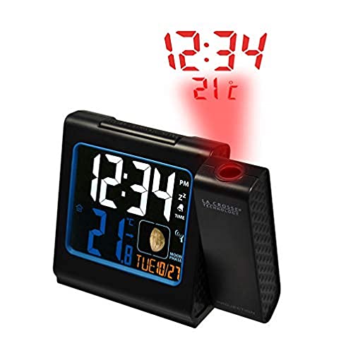 Star Jardin La Crosse Technology Wt551-Bla - Radiosveglia, Con Proiezione Color Rosso, Display Lcd A Colori, Temperatura Interna Ed Esterna, Nero