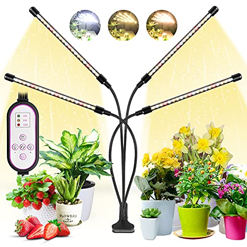 Wolezek Lampada Per Piante, 2022 Aggiornamento 4 Heads Lampada Piante Coltivazione 40W Lampade Led Per Piante 80Leds 3000K 5000K 660Nm Luce Per Piante