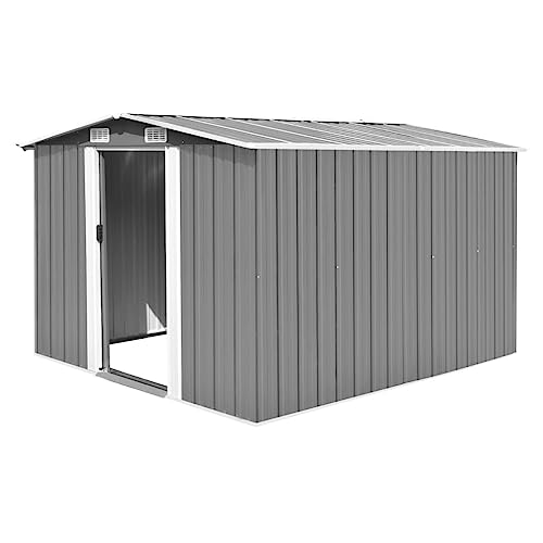 Vidaxl Capanno Da Giardino Metallo Grigio 257X298X178 Cm Casetta Per Attrezzi