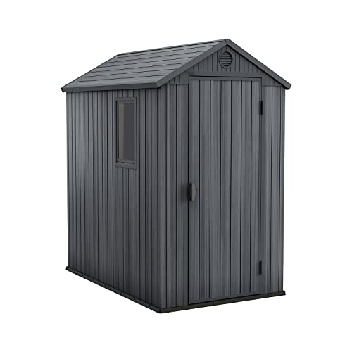 Keter Casetta Da Giardino Darwin 4X6, Finitura Effetto Legno Naturale, Grigia, 126X184,5X205 H Cm
