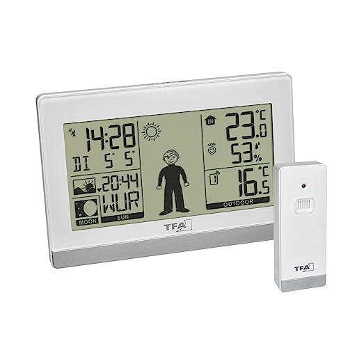 Tfa Dostmann Stazione Radiocontrollata Digitale Weather Boy, 35.1159.02, Fase Lunare, Ora Dell'Alba/Tramonto, Temperatura E Umidità, Con Sensore Ester