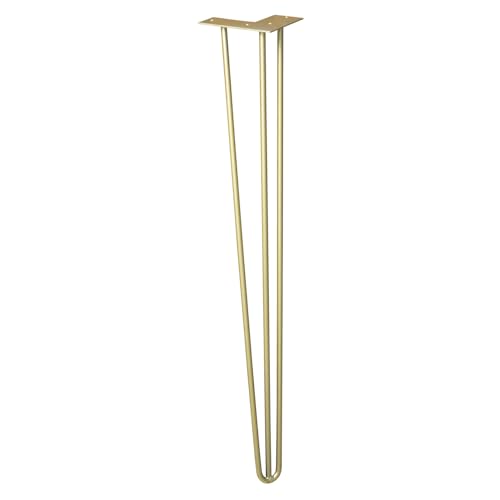 Wagner Gamba Per Mobili/Gamba Per Tavolo/Piede Per Mobili - Hairpin Leg - Stile Retrò - Acciaio Rivestito In Oro, 12 X 12 X 71 Cm, Gamba Inclinata, Co