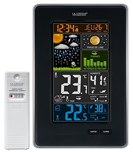La Crosse Technology Ws6835-Bla - Stazione Meteorologica Con Schermo A Colori E Fasi Lunari, Colore Nero