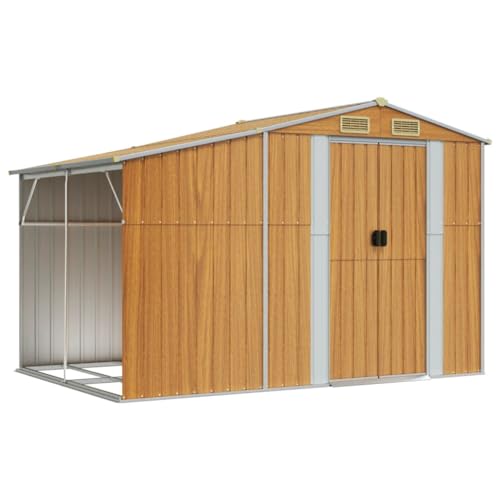 Vidaxl Capanno Giardino Marrone Chiaro 277X192,5X179Cm Acciaio Zincato