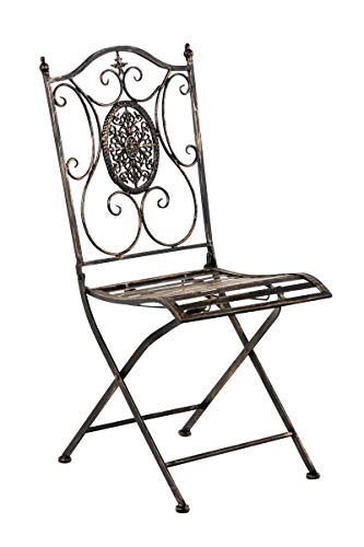Clp Sedia In Ferro Giardino Sibell I Sedia Richiudibile In Metallo Design Nostalgico I Sedia Decorativa Esterno Shabby Chic, Colore:Bronzo