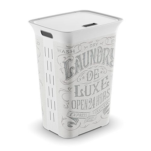 Keter Kis Chic Portabiancheria - Portabiancheria Decorato Da 60 Lt - 44X35X61H Laundry Bag, Resistente Ai Graffi