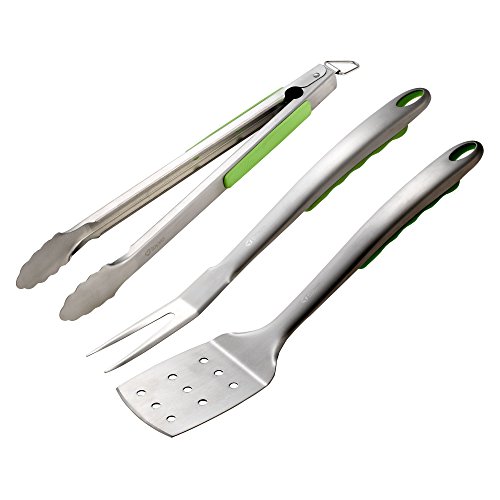 Tepro Set Di Posate Da Barbecue, 3 Pezzi, Verde/Acciaio Inox
