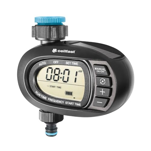 Cellfast Controller Di Irrigazione Solare Ergo™, Display Leggibile, Batteria Al Litio, Ricaricabile Solare, Programmazione Intuitiva Dell'Irrigazione,