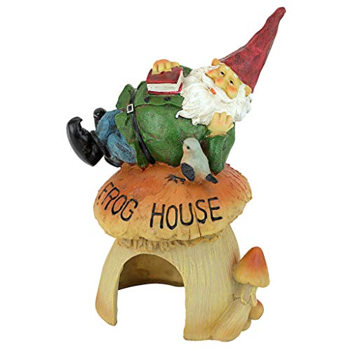 Garden Gnome Statue - Garden Gnome Frog Casa - Toad Casa - Fairy Garden - Gnome Village