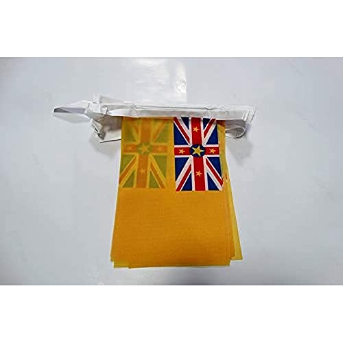Ghirlanda 12 Metri 20 Bandiere Niue 45X30Cm - Bandiera Neozelandese 30 X 45 Cm - Festone Bandierine - Az Flag