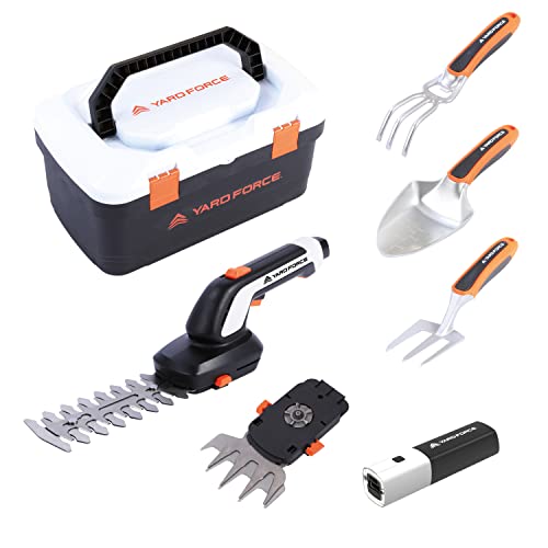 Yard Force Vita - Cassetta Degli Attrezzi Con Batteria Da 4 V/4 Ah, Batteria Per Erba E Cesoie Per Arbusti, Paletta A Mano, Forchetta Per Fossa A Mano