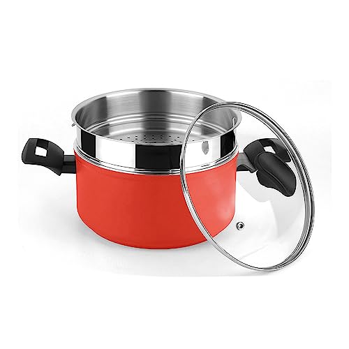 Fagor 78547 Pentola Maxima+Coperchio+Steamer Alluminio, Multicolore, D 20 Cm, Rosso, Multicoloured