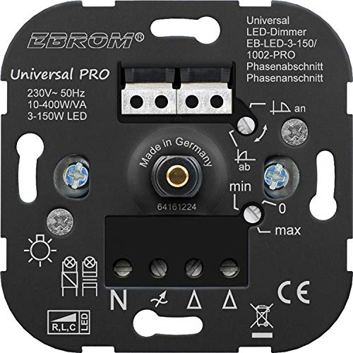 Ebrom Eb-Led-3-150/1002-Pro - Dimmer Universale A Led, Colore: Nero