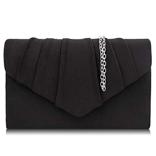 Milisente Pochette Donna,Women Clutches Borse Da Sera Con Pochette In Velluto (Nero)