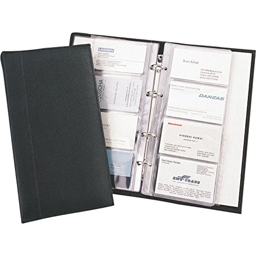 Alassio Visitenkarten Ringbuch Aus Finetouch Lederimitat, Mit Register A-Z Und Einlagen Für 120 Karten Porta Biglietti Da Visita, 25 Cm, Nero (Schwarz
