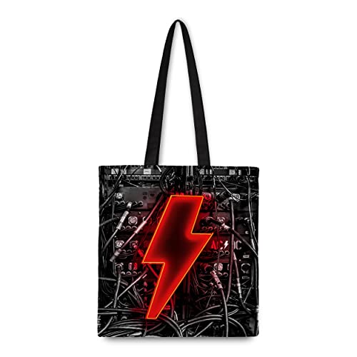 Rocksax Ac/Dc Tote Bag - Pwr Up - 10Oz Fair Trade, Recycled Cotton - 42Cm X 37Cm - Gusseted - Offical Merchandise