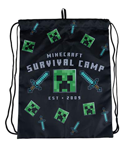 Minecraft Shoe Bag, 41X30, Nero/Verde, Games