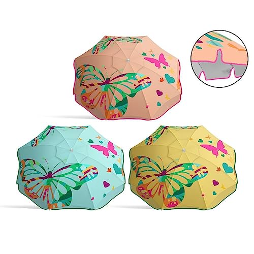 Bigbuy Garden Ombrellone Farfalla Ø 180 Cm, Multicolore, Estándar, Bohémien