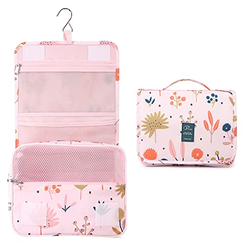 Beauty Case Da Viaggio Per Donne, Lychii Borsa Da Toilette Con Gancio, Impermeabile Trousse Trucchi Cosmetici Organizer - Floreale