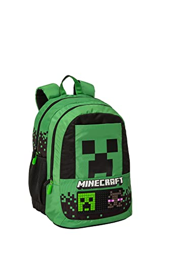 Minecraft , Zaino Organizzato Unisex Bambini E Ragazzi, Verde (Green), Taglia Unica