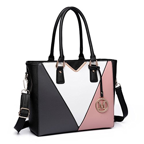 Miss Lulu Borsa Tracolla Donna, Borse A Mano, Borse A Spalla, Medio Tote Borsa 3 Colori Abbinati, Sintetico