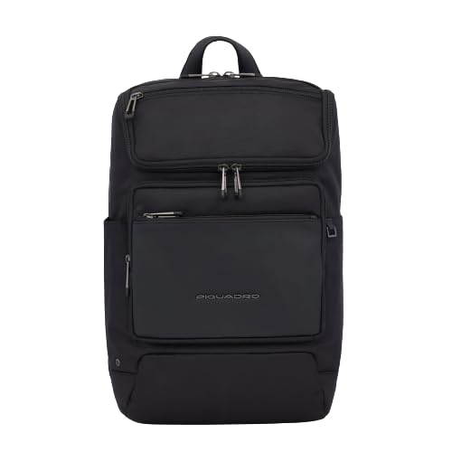 Piquadro Macbeth Zaino Medio In Pelle E Tessuto Con Pc 14,00", Nero, Taglia Unica