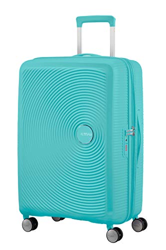 American Tourister Soundbox, Spinner Espandibile Bagaglio A Mano Unisex - Adulto, Blu (Poolside Blue), M (67 Cm - 81 L)