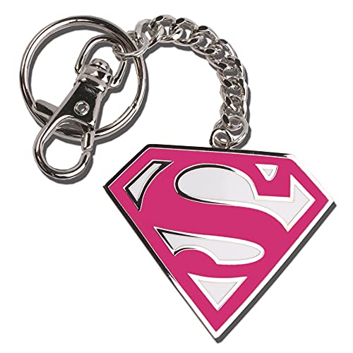 The Noble Collection Dc Supergirl - Portachiavi Con Logo Rosa, 5 Cm, In Metallo Pressofuso, Con Licenza Ufficiale, Rosa, Taglia Unica, Supergirl
