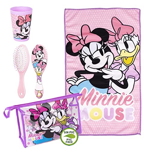 Beauty Case Di Minnie - Chiusura A Cerniera - 23 X 15 X 8 Cm - Include Accessori - Modello Impermeabile - Ideale Da Viaggio - Prodotto Originale Elabo