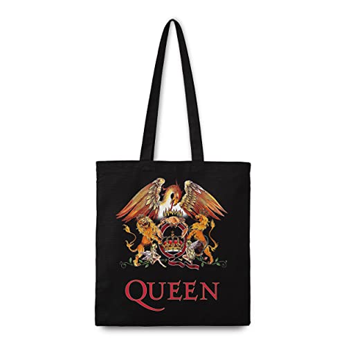 Rocksax Queen Tote Bag - Classic Crest - 10Oz Fair Trade, Recycled Cotton - 42Cm X 37Cm - Gusseted - Offical Merchandise